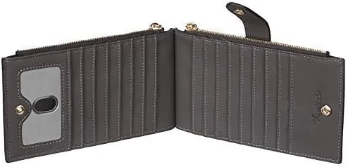 Vista 4 de Travelambo Billetera plegable con bloqueo RFID para mujer, con bolsillo con cremallera