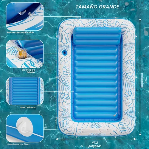 Vista 5 de Jasonwell - Flotador inflable para piscina, 4 en 1, almohadilla para tomar sol para adultos, relajarse en la piscina, flotador lleno de juguetes