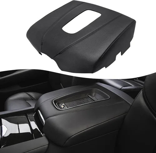 Vista 9 de KBH Funda para reposabrazos de consola central para Cadillac Escalade 2015-2020, borde de cuero de vinilo, protector de cojín de consola central