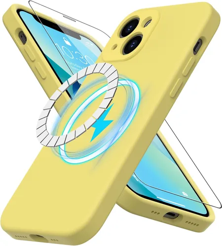 Vista 14 de DEENAKIN Funda magnética de silicona para iPhone 12 Pro con protector de pantalla, compatible con MagSafe, protección de cámara, funda protectora