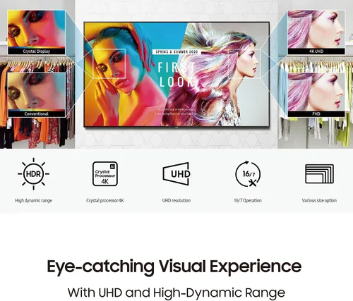 Vista 4 de Samsung BE43T-H Pro TV de 43 pulgadas Comercial Software de señalización digital fácil 4K HDMI USB Sintonizador Altavoces 250 nits