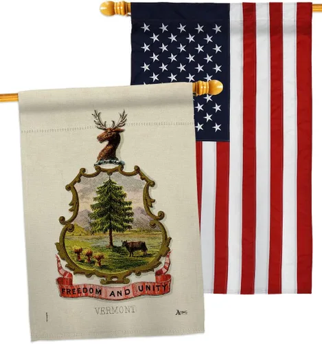 Vista 7 de Coat of arms Vermont House Flags 2 pcs Pack Americana States USA American Territories Republic Country Particular Area Small Decorative Gift Yard