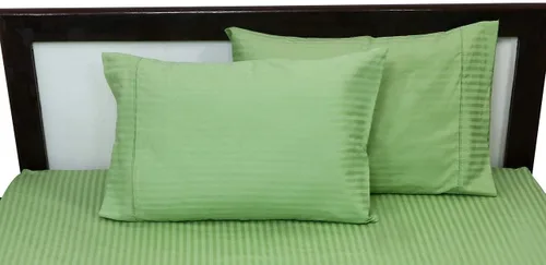 Vista 9 de Juego de 2 fundas de almohada de lujo para dormir con funda suave y transpirable, 100% algodón, 800 hilos, almohadas de rayas azul claro estándar