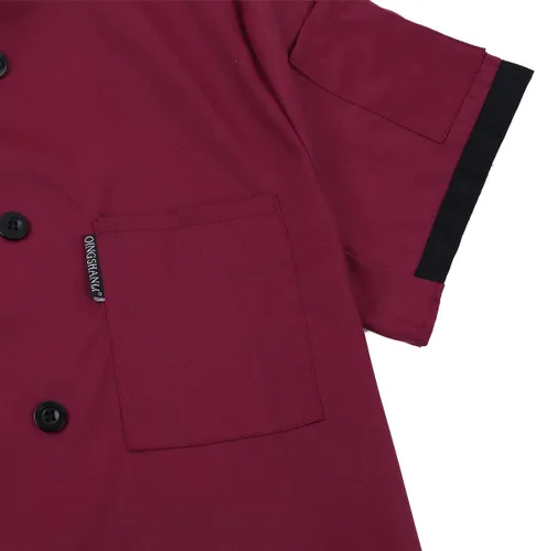 Vista 6 de Chaqueta de chef de manga corta para hombre y mujer, uniforme de restaurante