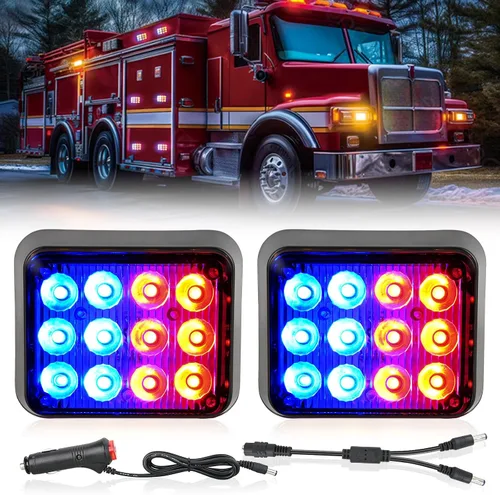 Vista 16 de Nilight Luces estroboscópicas magnéticas inalámbricas, 2 unidades, 12 luces LED ámbar de advertencia de emergencia, 18 patrones de destello