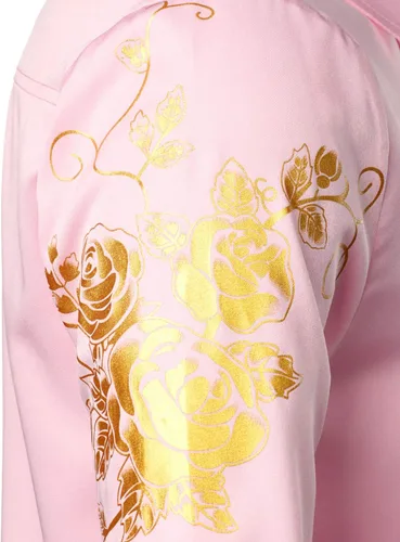 Vista 5 de ZEROYAA Camisas de vestir de manga larga con botones y estampado floral de rosa hipster para hombre