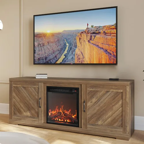 Vista 10 de BELLEZE Hilo 58" puerta de granero TV consola para televisores de hasta 65" Espresso