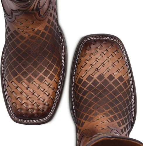 Vista 7 de Cuadra Botas Rodeo para hombre en cuero genuino marrón, Metálico, marrón