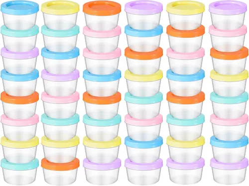 Vista 8 de Tanlade 24 recipientes de almacenamiento de alimentos para bebés, 7 onzas, pequeños recipientes de plástico con tapas, cuencos reutilizables