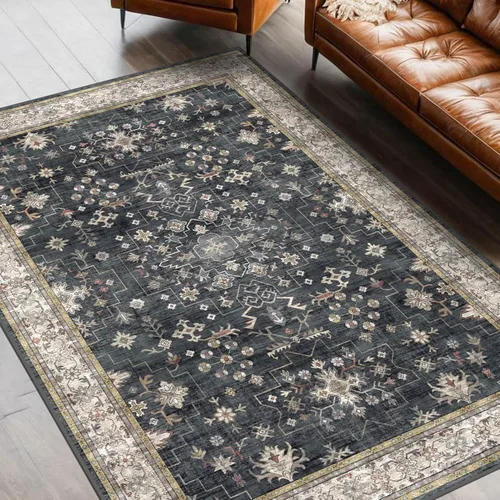 Vista 216 de Hazo Haus – Alfombra pequeña para entrada, cocina o baño, antideslizante con base de goma, resistente a las manchas y a la decoloración, diseño