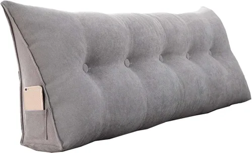 Vista 25 de Almohada de cuña para pared de cama, cabecera de almohada de respaldo de cama, almohada de lectura triangular grande, con funda extraíble