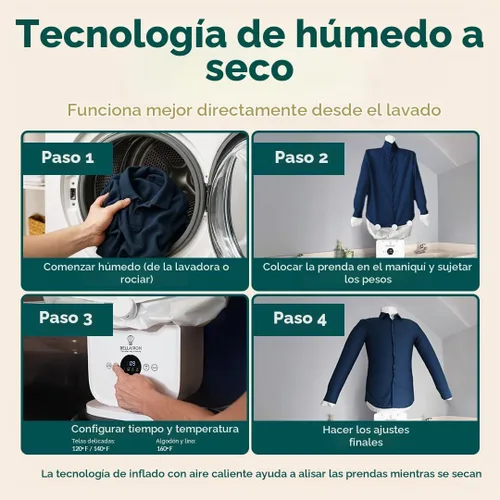 Vista 4 de Bellairon - La máquina de planchar automática original para ropa. Secadora de ropa de aire caliente y removedor de arrugas manos libres para camisas
