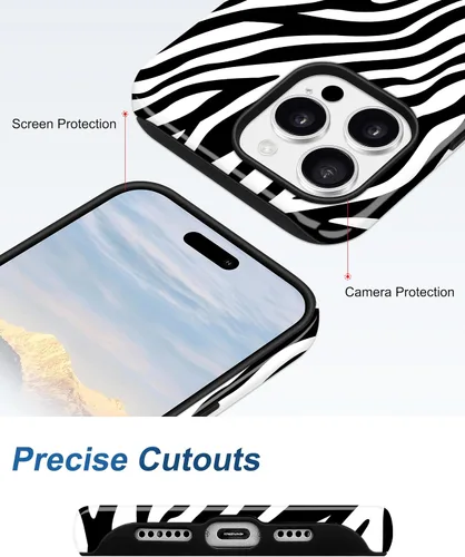 Vista 4 de Jusy Funda magnética Zebra para iPhone XR, color negro