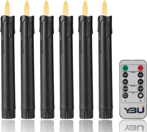Vista 8 de YBU Velas cónicas sin llama con control remoto de 7 pulgadas, velas LED con temporizador de luz parpadeante, atenuador, velas de ventana a