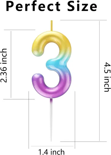 Vista 46 de Velas de número 9 arcoíris con número 3D para decoración de fiesta de pastel de cumpleaños, suministros de celebración de aniversario de boda