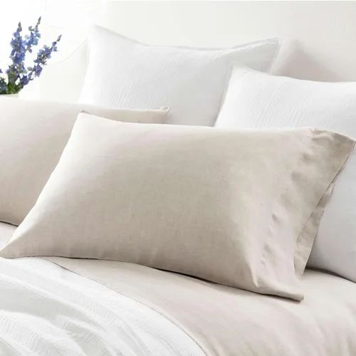 Vista 7 de Pine Cone Hill Lush Linen - Fundas de almohada blancas, tamaño King, patrón sólido blanco