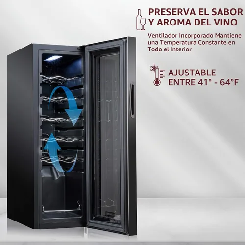 Vista 5 de Schmecke - Refrigerador de vino con compresor de 12 botellas con cerradura Gran bodega independiente Refrigerador de vino digital 41f-64f
