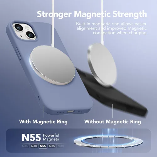 Vista 3 de GONEZ Funda magnética para iPhone 14, compatible con Magsafe, con protector de pantalla + protector de cámara, forro de microfibra antiarañazos