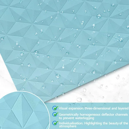 Vista 2 de Tapete antideslizante de goma natural para bañera y ducha, tapete de seguridad de 16 x 28 pulgadas con ventosas, delicado patrón de diamante, más