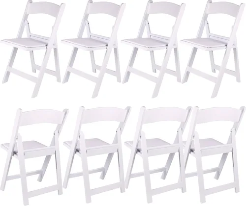Vista 27 de BTEXPERT Silla plegable de resina con asiento acolchado de vinilo para interiores y exteriores, ligera, set para eventos en el hogar, fiestas