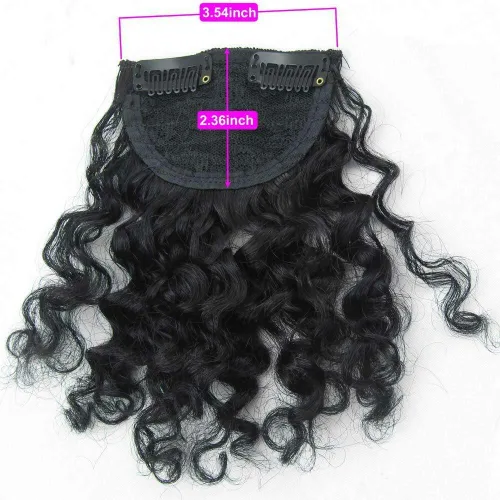 Vista 2 de Extensiones de cabello rizado Jerry de 8 pulgadas, 0.81 oz, Afro esponjoso, clip en la parte superior, 100% cabello humano, piezas de cabello con 1#