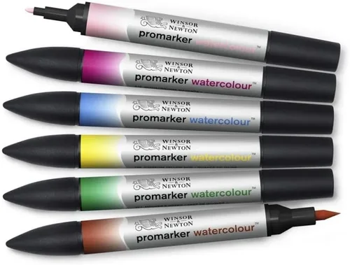 Vista 11 de Winsor & Newton ProMarker - Juego de marcadores de acuarela, 6 unidades, tonos básicos