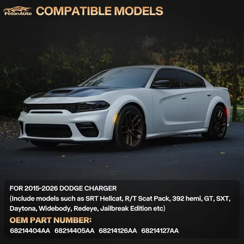 Vista 5 de Luces LED de marcador lateral rojo ámbar para Dodge Charger SRT Hellcat Scat Pack 2015 2016 2017 2018 2019 2020 2021 2022 2023 2024, kit de lente