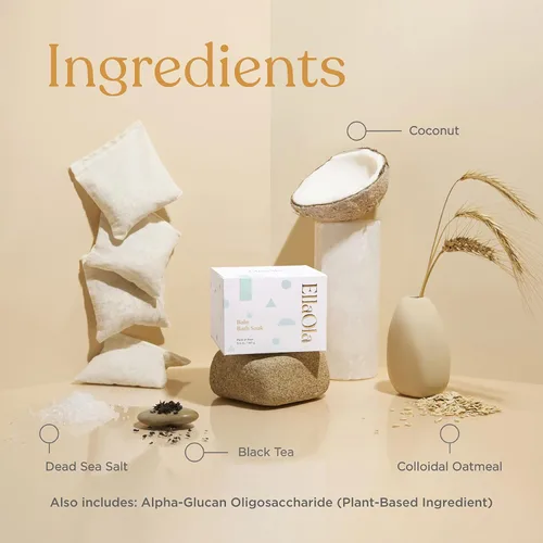 Vista 5 de ELLAOLA Baño de Avena para Remojo para Bebés, Niños y Adultos - Baños de Té para Bebés Hechos con Prebióticos para Alivio de la Piel Seca, Con