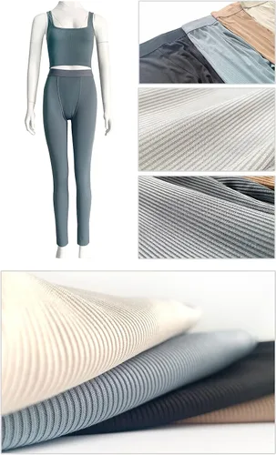 Vista 5 de ZFLM Conjuntos de entrenamiento casuales de dos piezas para mujer, camiseta sin mangas acanalada, cintura alta, leggings de yoga para uso activo