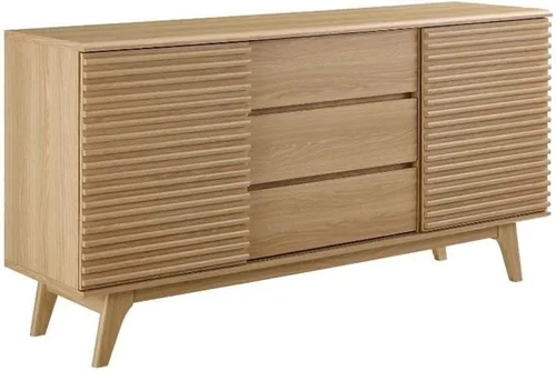 Vista 13 de Modway Render - Mueble moderno de mediados de siglo para mesa de bufé o TV de 160 cm, color nogal