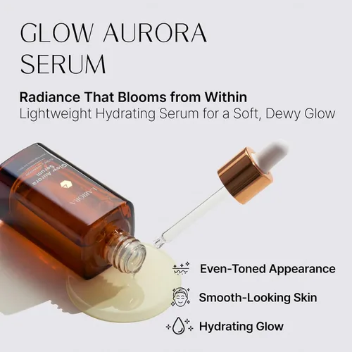 Vista 4 de Glow Aurora Serum – Gotas ligeras coreanas brillantes para la cara con niacinamida, ácido hialurónico y luteína, suero de brillo facial para una tez