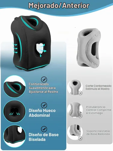 Vista 3 de Maliton Almohada inflable de viaje para avión para dormir cómodamente y aliviar el dolor de cuello y hombro, almohada inflable para la cabeza