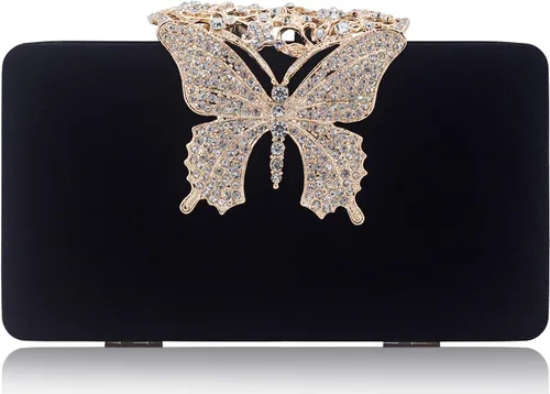 Vista 13 de Dexmay - Bolso de noche para mujer con cierre de mariposa y diamantes de imitación