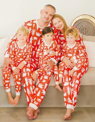 Vista 8 de VAENAIT BABY Infant Toddler Kids Adult Couple Family Matching Women Men Christmas Pjs Xmas Holiday Buffalo Plaid Pajama Set