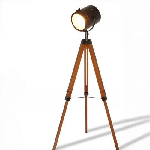 Vista 8 de Decoluce Lámpara de Pie Industrial con Trípode de Mesa Madera Vintage Reflector de Búsqueda de Cine Accesorios de Iluminación de Pie Foco Náutico