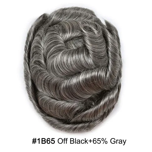 Vista 194 de Toupee para hombre 100% cabello humano real tupé para hombres 0.004 in piel de poliuretano para hombre, sistema de reemplazo de piezas de pelo