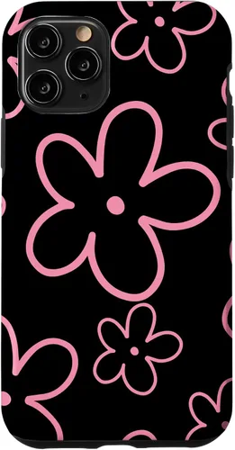 Vista 29 de Pink Black Flower Retro Modern Boho Floral Aesthetics Case for iPhone 17