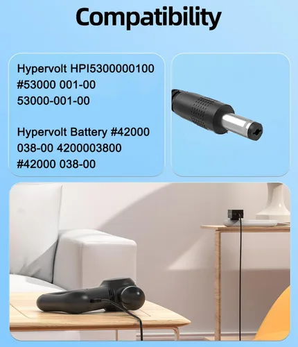 Vista 2 de Cable de alimentación de 24 V para pistola de masaje Hypervolt, compatible con Hypervolt Hyperice HPI5300000100 53000 001-00 42000 038-00 Cargador