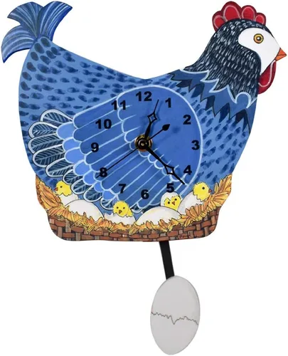 Vista 2 de American Made - Reloj de pared con péndulo de huevo, 11.5 x 9 pulgadas, color azul