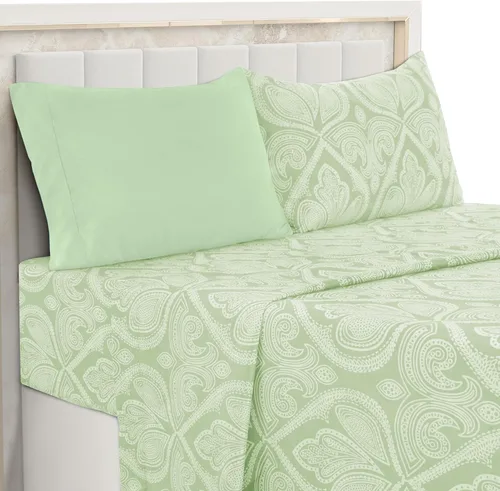 Vista 17 de LDC LUX Décor Colección - Juego de sábanas para cama de tamaño individual con estampado de cachemira – 4 piezas de sábanas de microfibra ultra