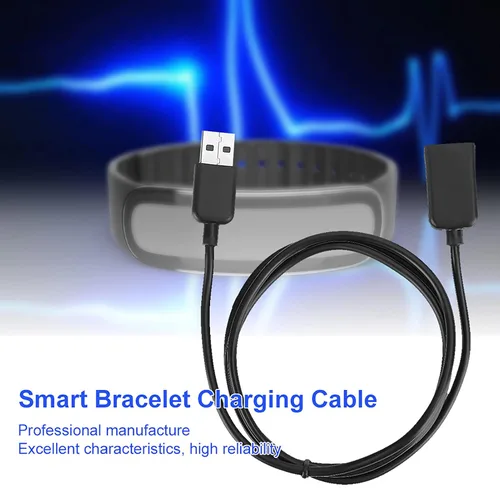 Vista 2 de Cable de carga USB para reloj M200, pulsera inteligente 5i USB l Cable de carga para Huawei Smart Bracelet 4, 1M 5i caucho TPE cable suave negro