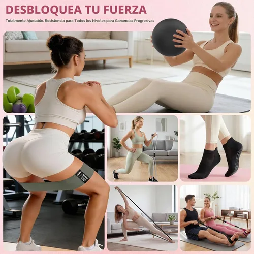 Vista 2 de WALITO 15 PCS Pilates Kit, Adjustable Pedal Resistance Band with Handle, Figure 8 Resistance Band for Exercise Women, At Home Workout Equipment Set