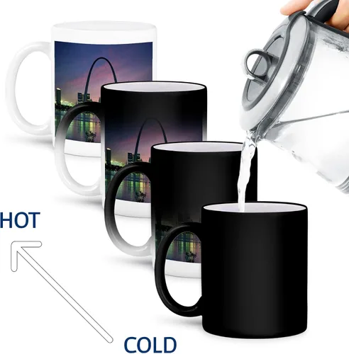 Vista 4 de 3dRose mug_56145_3 "St louis Missouri Arch At Nite" Taza mágica transformadora, 11 onzas, multicolor