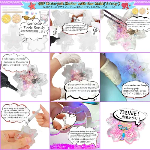 Vista 8 de Funshowcase Paquete de moldes de silicona para coctelera de resina, suministros de joyería, 132 kits