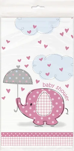 Vista 3 de Mantel de plástico para baby shower con diseño de elefante azul, 84 x 54 pulgadas