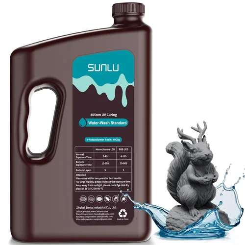 Vista 23 de SUNLU - Resina lavable al agua de 1000 g, resina de impresora 3D de curado rápido para impresoras 3D de resina LCD DLP SLA, resina de fotopolímero