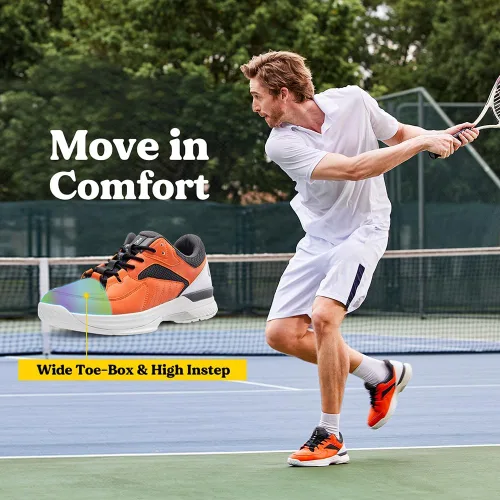 Vista 2 de FitVille Zapatos anchos de pickleball para hombre, zapatos de tenis con soporte de arco para fascitis plantar