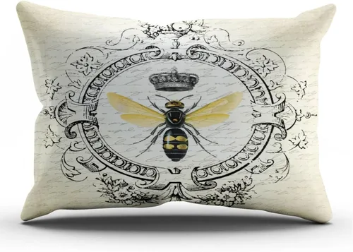 Vista 6 de Funda de almohada decorativa de abeja francesa moderna romántica romántica personalizada con cremallera en un lado impreso de 12 x 16 pulgadas