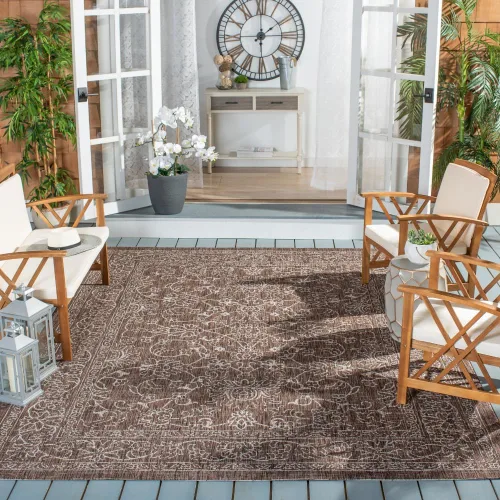 Vista 104 de SAFAVIEH Alfombra lavable al aire libre, colección Courtyard - 2'3" x 5', azul aguamarina y gris, no desprende pelusa y fácil limpieza, ideal