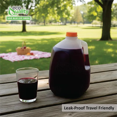 Vista 5 de EcoQuality Juice Containers - Botellas vacías de plástico con tapas a prueba de manipulaciones de 128 onzas, botellas de batidos, ideales